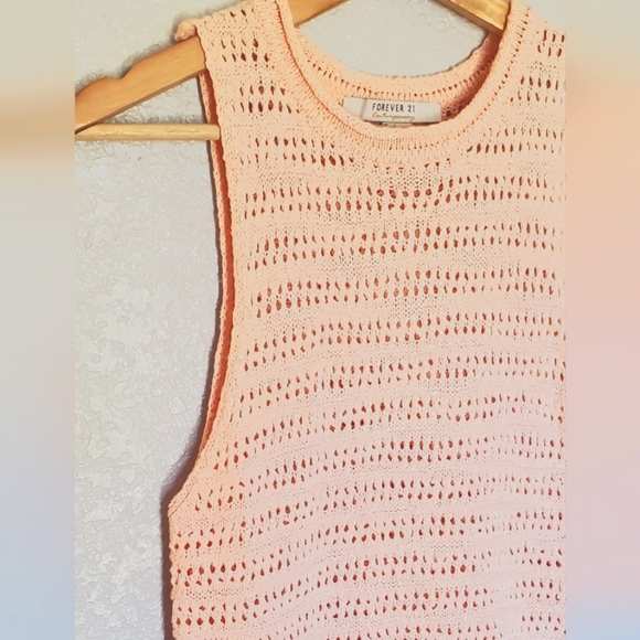 FV21 Crochet Knit Pink Sleeveless Top Size Small Cotton Blend - Picture 6 of 9